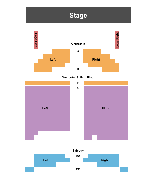 Memorial Opera House - IN End Stage Seating Chart
