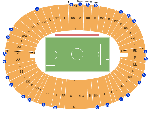 Memorial Stadium - CA Soccer Seating Chart