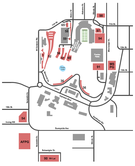 Memorial Stadium - KS Parking Lot Parking Seating Chart