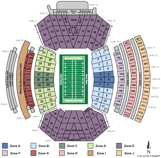 Memorial Stadium - NE Football - IntZone Seating Chart