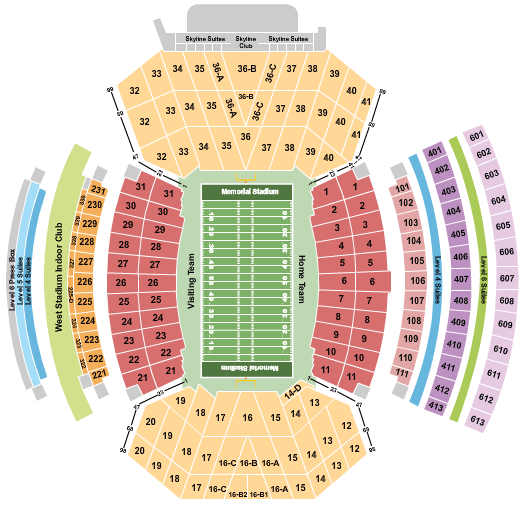 2020 Nebraska Cornhuskers Football Season Tickets Includes Tickets To All Regular Season Home Games Memorial Stadium NE Lincoln NE