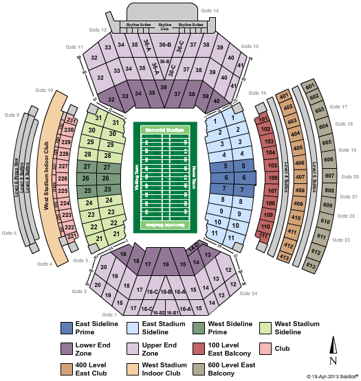 Memorial Stadium - NE Football Zone Seating Chart
