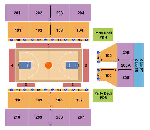 seating chart for Oshkosh Arena - Harlem Globetrotters - eventticketscenter.com