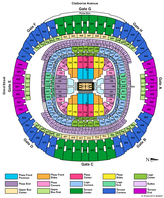 Caesars Superdome 2012 Final Four - Zone Seating Chart