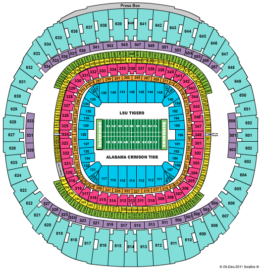 Caesars Superdome BCS Championship Bowl Seating Chart