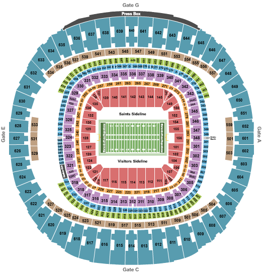 New Orleans Saints Seating Chart Caesars Superdome