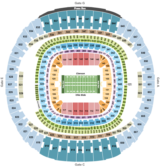 Caesars Superdome Sugar Bowl - Int Zone Seating Chart