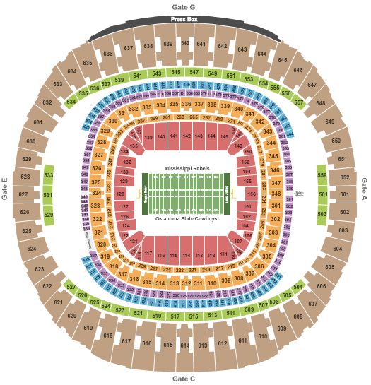 Caesars Superdome Sugar Bowl 2015/2016 Seating Chart