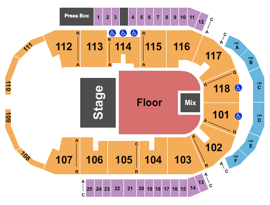 Meridian Centre Endstage GA Floor 3 Seating Chart