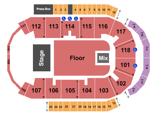 Meridian Centre Endstage GA Floor 2 Seating Chart