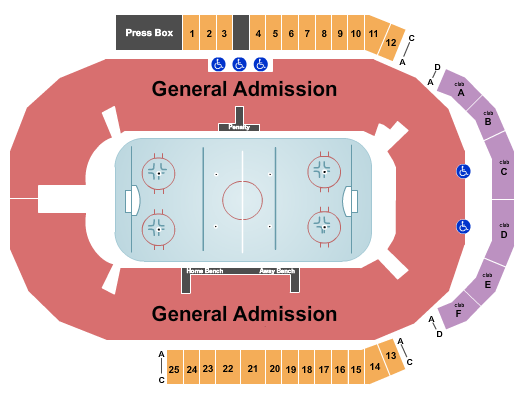 Meridian Centre Hockey GA Seating Chart