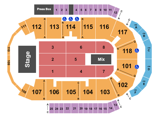 Meridian Centre Jelly Roll Seating Chart