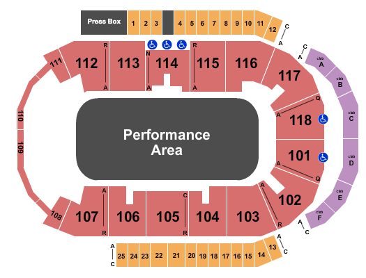 Meridian Centre Performance Area Seating Chart