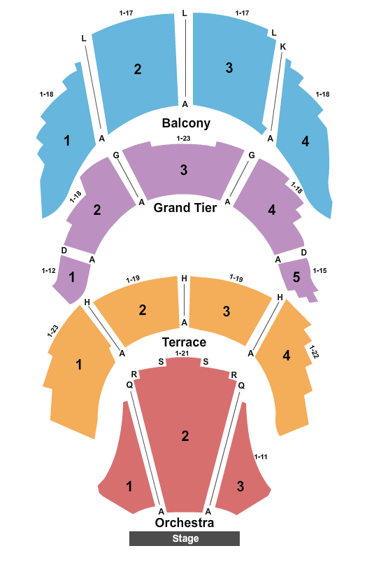 Merrill Auditorium Endstage - Separate Sections Seating Chart