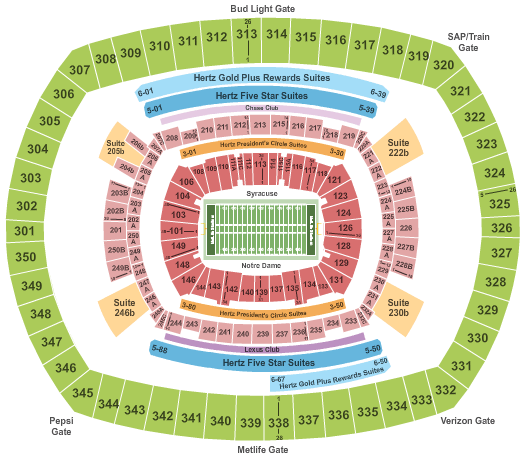 MetLife Stadium 2016 College Football Seating Chart