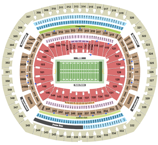 MetLife Stadium Football - Notre Dame vs. Navy Seating Chart