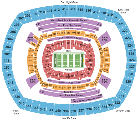 New York Giants seating chart at Metlife stadium