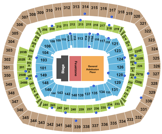MetLife Stadium (Formerly New Meadowlands Stadium) Seating Chart