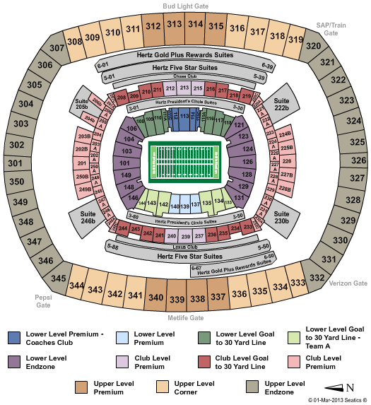 MetLife Stadium Superbowl 2014 Zone2 Seating Chart