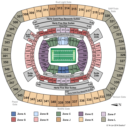 MetLife Stadium Superbowl 2014 Zone 3 Seating Chart