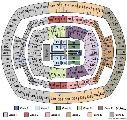 MetLife Stadium End Stage GA - Zone Seating Chart