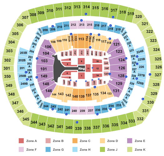 MetLife Stadium Wrestlemania Int Zone Seating Chart