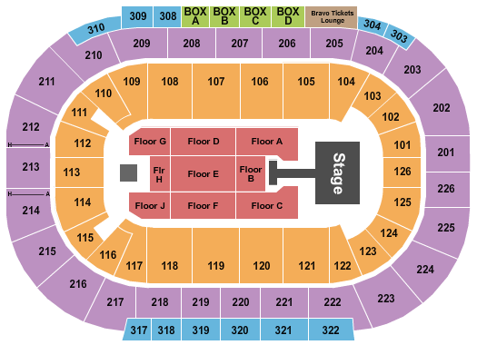 Michelob ULTRA Arena At Mandalay Bay Endstage w/ Catwalk Seating Chart