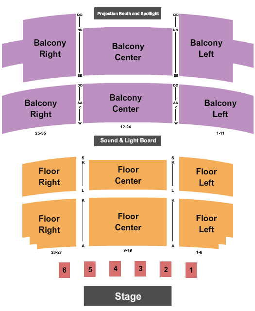 Michigan Theatre - Jackson Endstage Tables Seating Chart