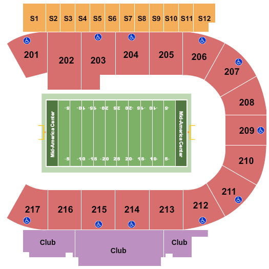Mid-America Center Indoor Football Seating Chart