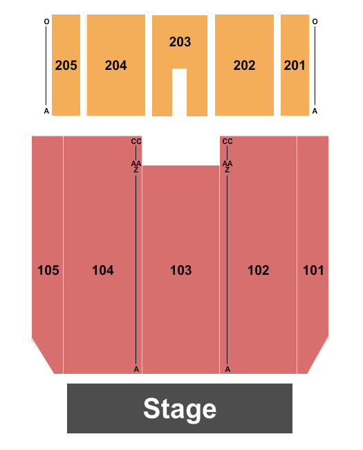 seating chart for Majed J. Nesheiwat Convention Center - Endstage-2 - eventticketscenter.com