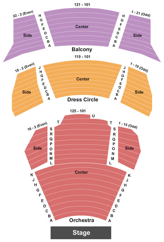 Millennium Hudson Theatre Seating Map