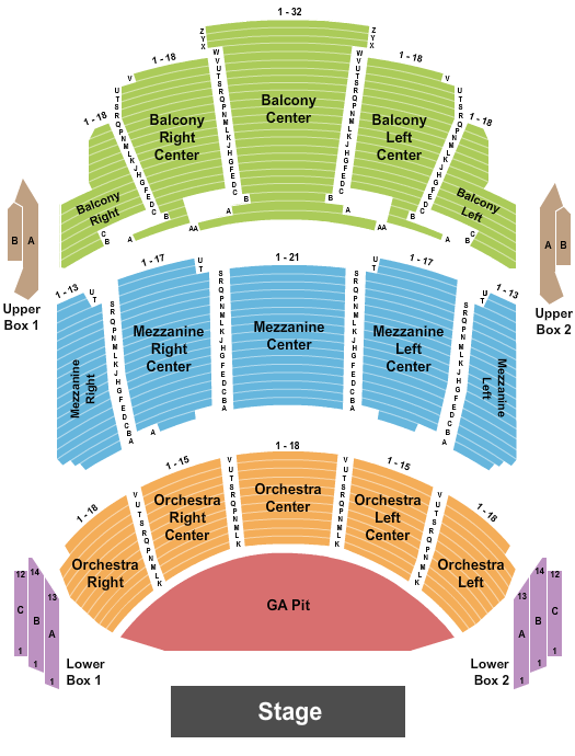 Miller High Life Theatre Endstage GA Pit Seating Chart