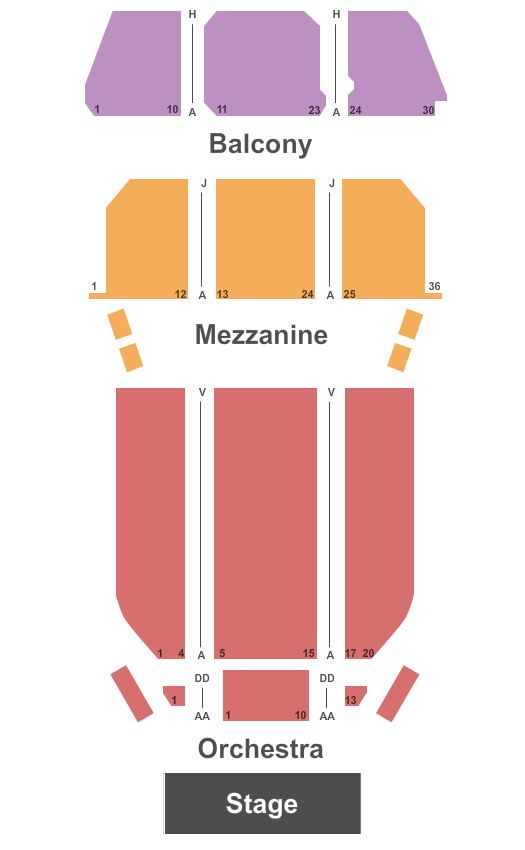 seating chart for Miller Symphony Hall - End Stage - eventticketscenter.com