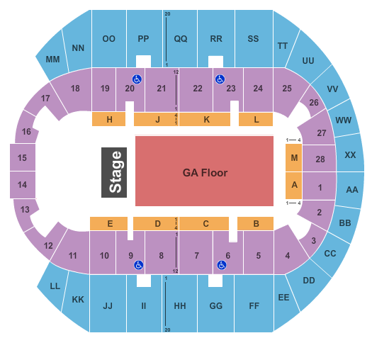 Mississippi Coast Coliseum Endstage w/GA Floor Seating Chart