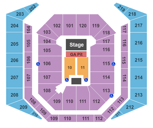 Mizzou Arena End Stage w Ga Pit Seating Chart