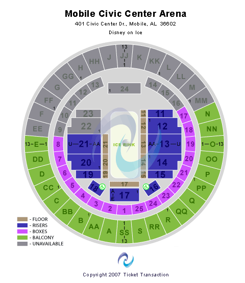 Mobile Civic Center Arena Disney on Ice Seating Chart