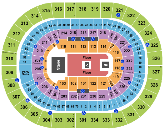 Moda Center at the Rose Quarter Floor - B Floor Center Seating Chart