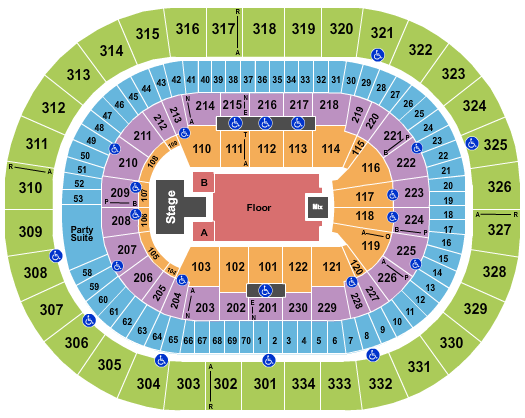 Moda Center at the Rose Quarter Endstage Catwalk/Floor with A&B Seating Chart