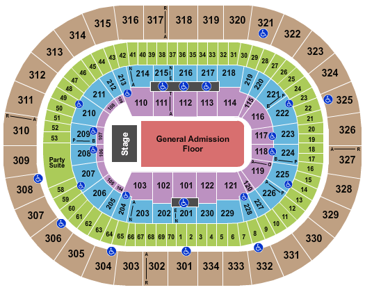 seating chart for Moda Center at the Rose Quarter - Endstage GA Flr 2 - eventticketscenter.com