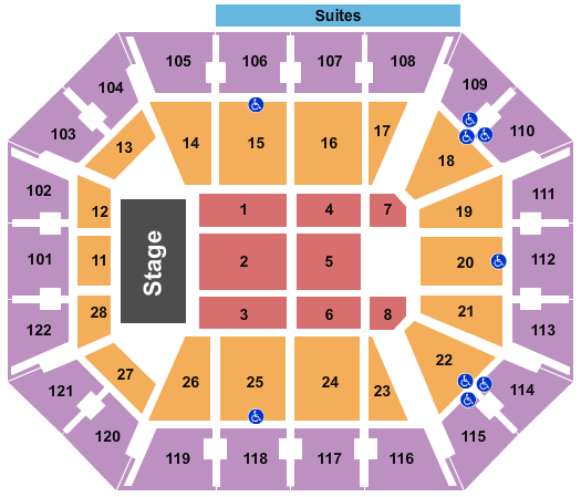 Mohegan Sun Arena - CT End Stage Seating Chart