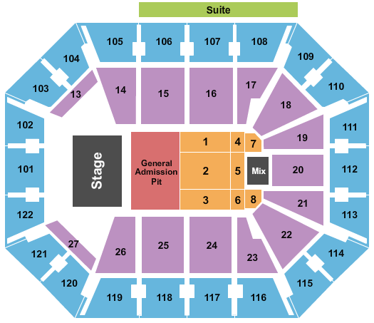 Mohegan Sun Arena - CT My Chemical Romance Seating Chart