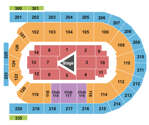 Mohegan Sun Arena at Casey Plaza Center Stage 2 Seating Chart