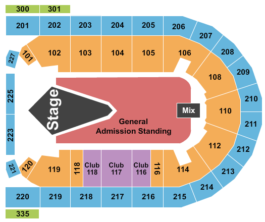 Mohegan Sun Arena at Casey Plaza Distrubed Seating Chart