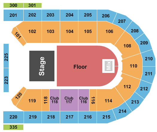 Mohegan Sun Arena at Casey Plaza Endstage GA 2 Seating Chart