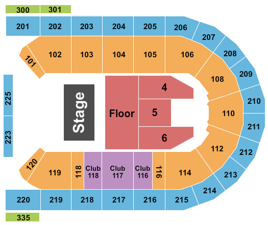 Mohegan Sun Arena at Casey Plaza Endstage GA Floor Seating Chart