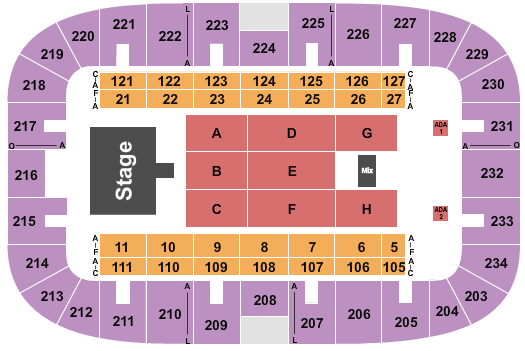 Monroe Civic Center Arena Endstage 2 Seating Chart