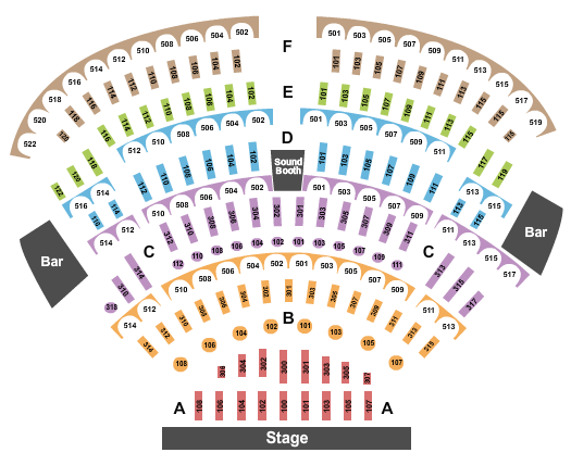 The Showroom at Bally's Lake Tahoe Casino Resort GA By Section Seating Chart
