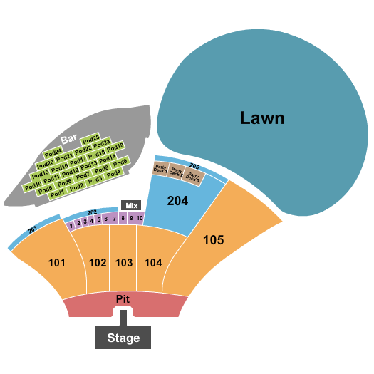 Moody Amphitheater Endstage with Boxes/205 & Catwalk Seating Chart