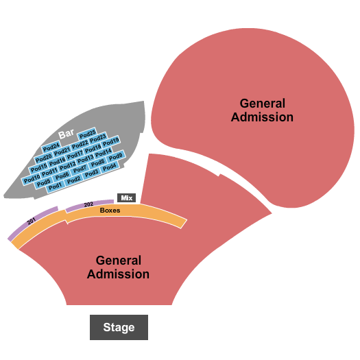 Moody Amphitheater GA & Pods Seating Chart