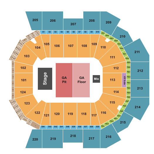 Moody Center ATX Endstage GA Pit & GA Floor Seating Chart